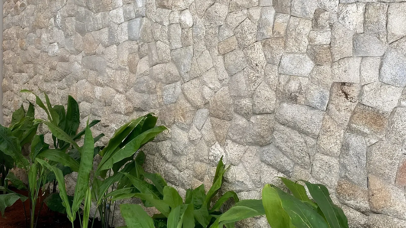 Pedra Moledo em parede integrada ao paisagismo